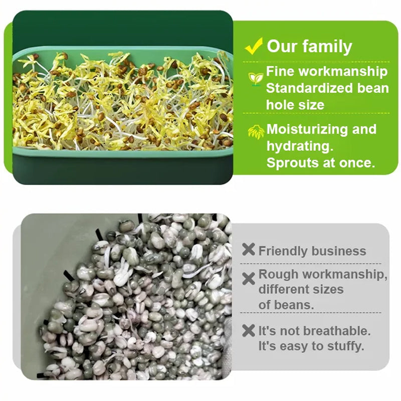 Moonval Stackable Bean Sprout Growing Box, Multi-Layer Sprouting Tray for Home Seed Germination