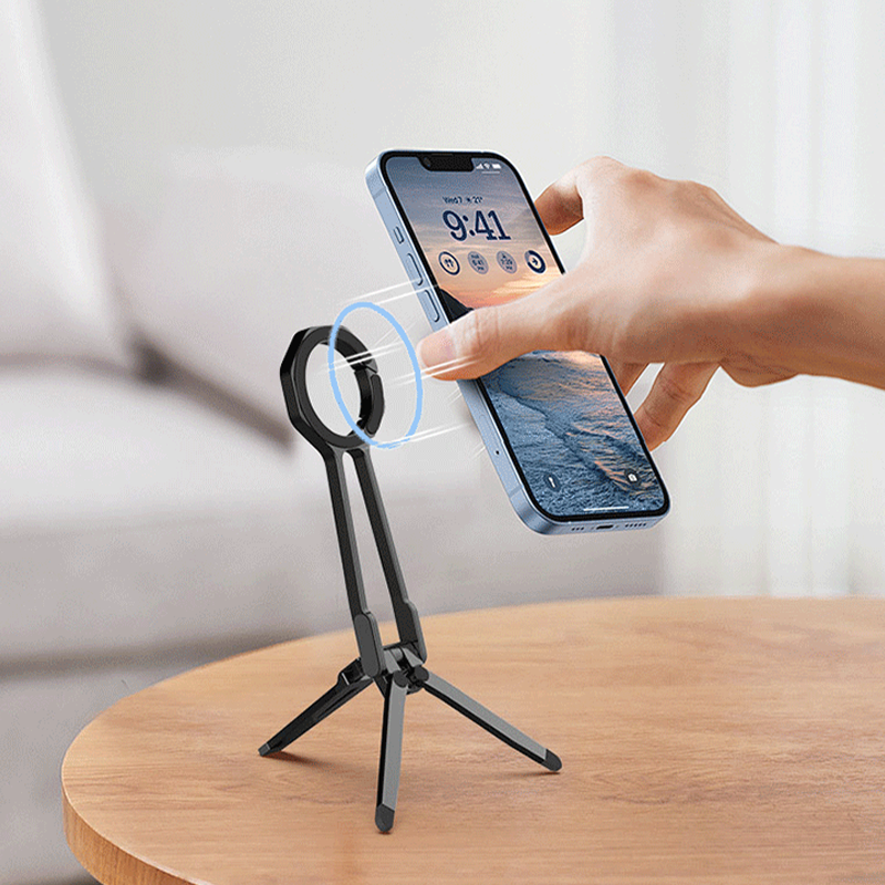 Moonval 4-in-1 Magnetic Phone Stand, Foldable MagSafe Tripod with Carabiner Clip