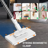 Moonval Disposable Dust Mop, Flat Floor Cleaning Mop with 4 Reusable Microfiber Cleaning Cloths