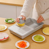 Moonval Multifunctional Cutting Board, 3-in-1 Chopping Tray with Grater & Drain Basket