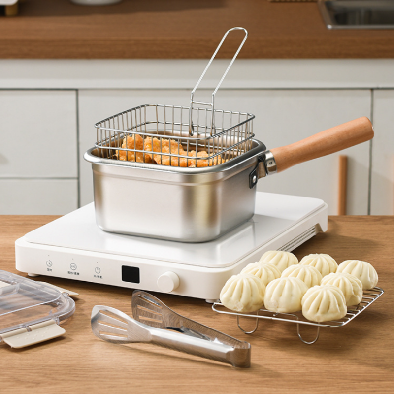 Moonval Multifunctional Stainless Steel Fryer Pot Set with Basket, Steamer Rack & Lid