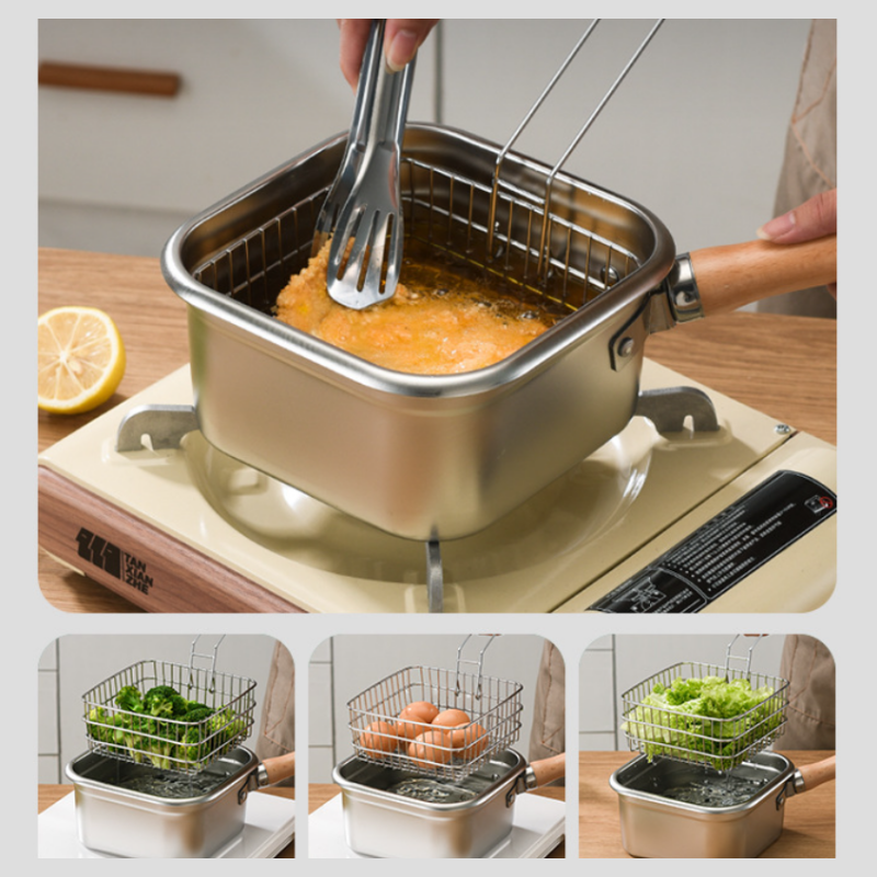 Moonval Multifunctional Stainless Steel Fryer Pot Set with Basket, Steamer Rack & Lid
