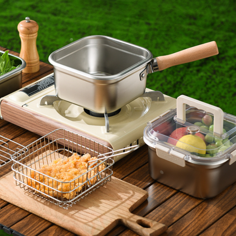 Moonval Multifunctional Stainless Steel Fryer Pot Set with Basket, Steamer Rack & Lid