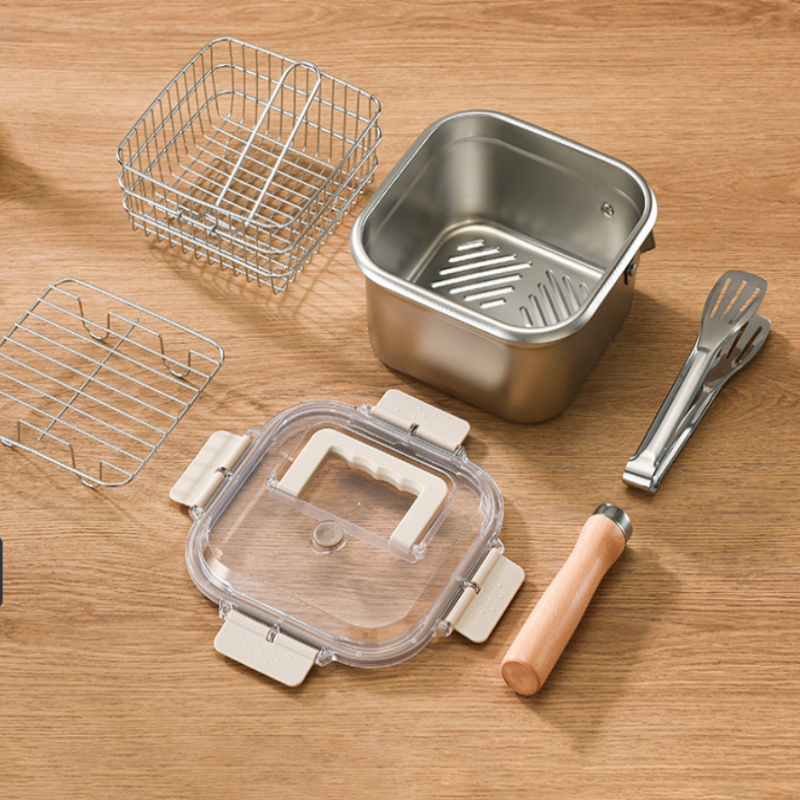 Moonval Multifunctional Stainless Steel Fryer Pot Set with Basket, Steamer Rack & Lid