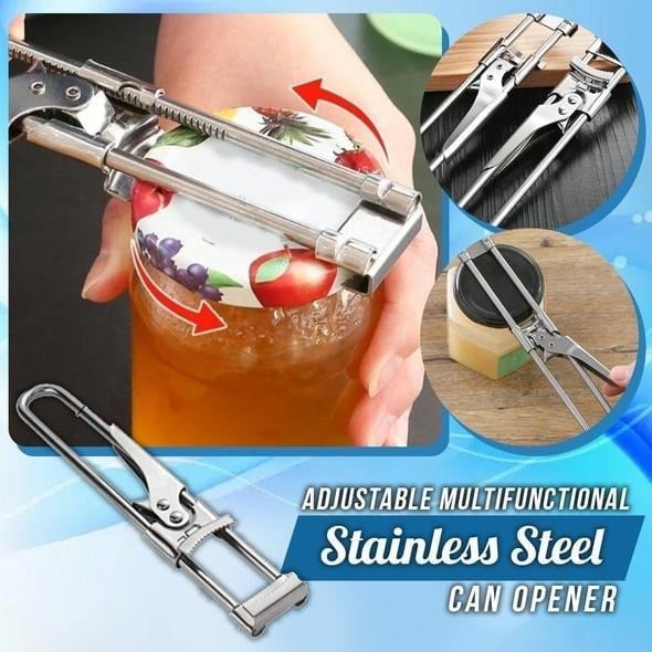 Moonval Adjustable Stainless Steel Can Opener, Multifunction Manual Jar & Bottle Opener