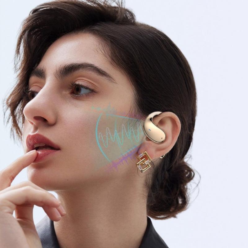 Moonval Open-Ear Wireless Earbuds, Bluetooth Headphones with LED Display & Long Battery Life