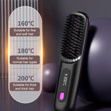 Moonval Cordless Hair Straightening Comb, Ceramic Heated Brush with Rechargeable Portable Design