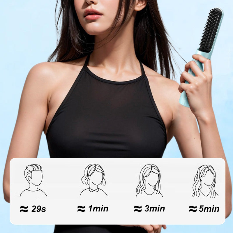 Moonval 2-in-1 Cordless Hair Straightening Comb, Rechargeable Heated Styling Brush for Smooth Hair