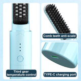 Moonval 2-in-1 Cordless Hair Straightening Comb, Rechargeable Heated Styling Brush for Smooth Hair