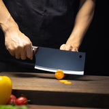 Moonval Forged Meat Cleaver, Heat-Treated Carbon Steel Kitchen Knife with Wood Handle
