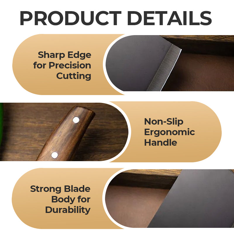 Moonval Forged Meat Cleaver, Heat-Treated Carbon Steel Kitchen Knife with Wood Handle