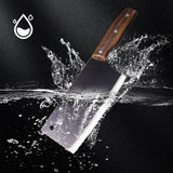 Moonval Forged Meat Cleaver, Heat-Treated Carbon Steel Kitchen Knife with Wood Handle