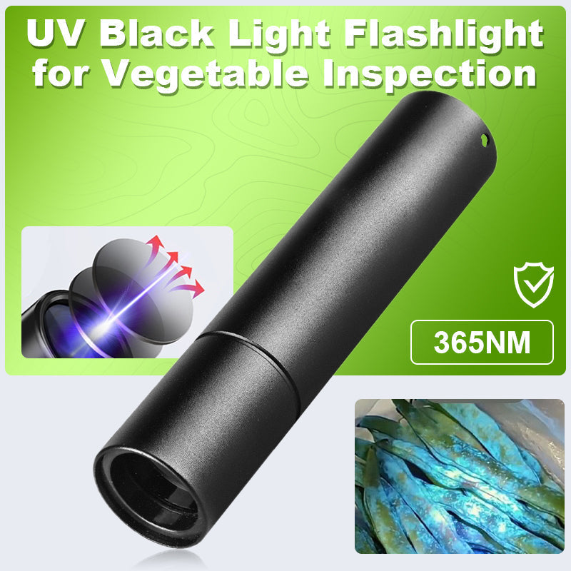 Moonval 365nm UV Black Light Flashlight, Compact Produce Inspection Torch