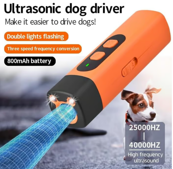 Moonval Ultrasonic Dog Repeller, 3-Frequency Handheld Deterrent with Dual LED Lights
