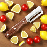 Moonval Multi-Function Vegetable Peeler, Stainless Steel Peeling Tool with Ergonomic Wooden Handle
