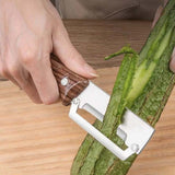 Moonval Multi-Function Vegetable Peeler, Stainless Steel Peeling Tool with Ergonomic Wooden Handle
