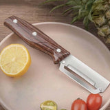 Moonval Multi-Function Vegetable Peeler, Stainless Steel Peeling Tool with Ergonomic Wooden Handle