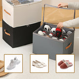 Moonval Foldable Shoe Storage Box, Divided Closet Organizer with Clear Zip Lid