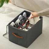 Moonval Foldable Shoe Storage Box, Divided Closet Organizer with Clear Zip Lid