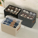 Moonval Foldable Shoe Storage Box, Divided Closet Organizer with Clear Zip Lid
