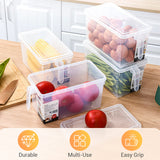 Moonval Transparent Food Storage Container with Lid, Stackable Fridge Organizer with Handle