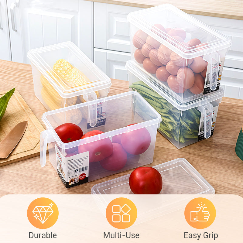 Moonval Transparent Food Storage Container with Lid, Stackable Fridge Organizer with Handle