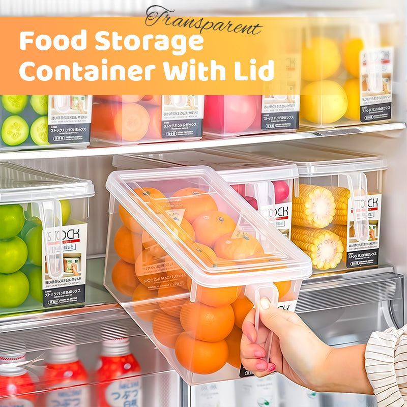 Moonval Transparent Food Storage Container with Lid, Stackable Fridge Organizer with Handle