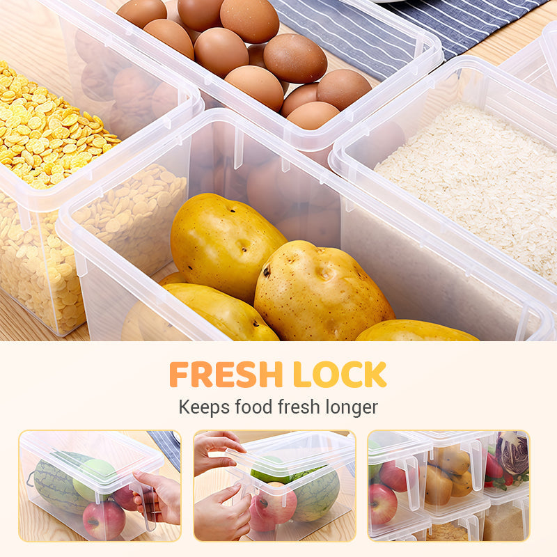 Moonval Transparent Food Storage Container with Lid, Stackable Fridge Organizer with Handle