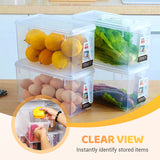 Moonval Transparent Food Storage Container with Lid, Stackable Fridge Organizer with Handle