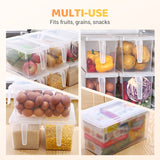 Moonval Transparent Food Storage Container with Lid, Stackable Fridge Organizer with Handle
