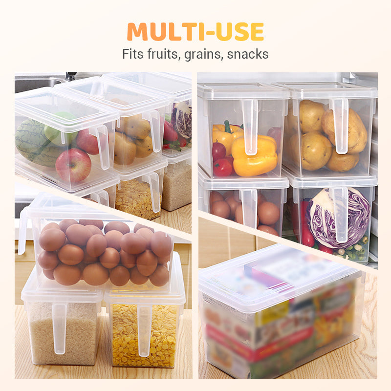 Moonval Transparent Food Storage Container with Lid, Stackable Fridge Organizer with Handle