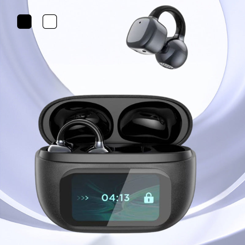 Moonval Bluetooth Translator Earbuds, Open-Ear Clip-On Headphones with Display Case