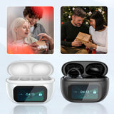 Moonval Bluetooth Translator Earbuds, Open-Ear Clip-On Headphones with Display Case