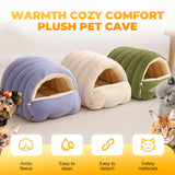 Moonval Plush Pet Cave Bed, Warm Cozy Hooded Cat & Dog Sleeping Nest with Soft Cushion
