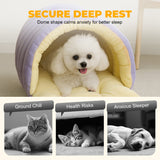 Moonval Plush Pet Cave Bed, Warm Cozy Hooded Cat & Dog Sleeping Nest with Soft Cushion