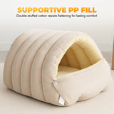 Moonval Plush Pet Cave Bed, Warm Cozy Hooded Cat & Dog Sleeping Nest with Soft Cushion