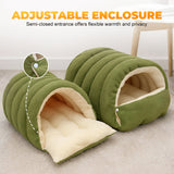 Moonval Plush Pet Cave Bed, Warm Cozy Hooded Cat & Dog Sleeping Nest with Soft Cushion