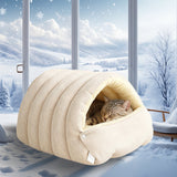 Moonval Plush Pet Cave Bed, Warm Cozy Hooded Cat & Dog Sleeping Nest with Soft Cushion