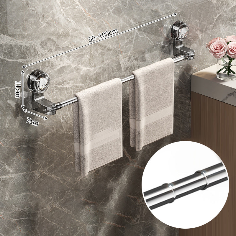 Moonval Adjustable Suction Cup Towel Bar, Drill-Free Wall-Mounted Towel Holder for Bathroom & Kitchen