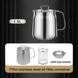 Moonval 2-in-1 Oil Strainer Pot, 304 Stainless Steel Filter and Storage Container