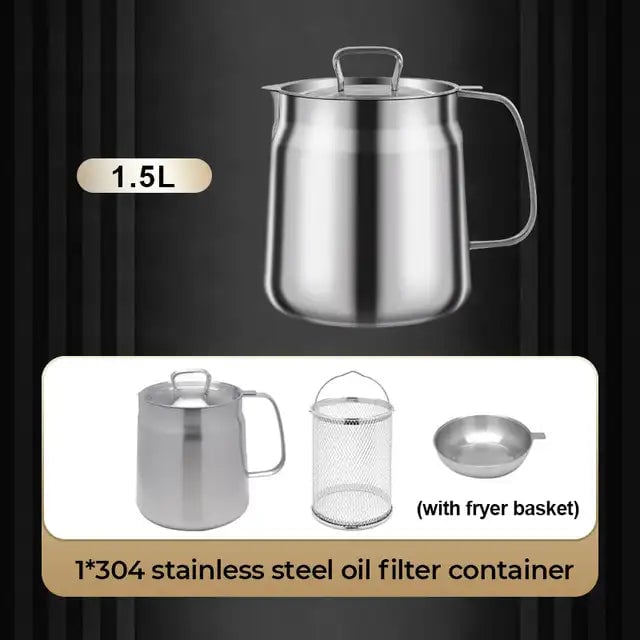 Moonval 2-in-1 Oil Strainer Pot, 304 Stainless Steel Filter and Storage Container