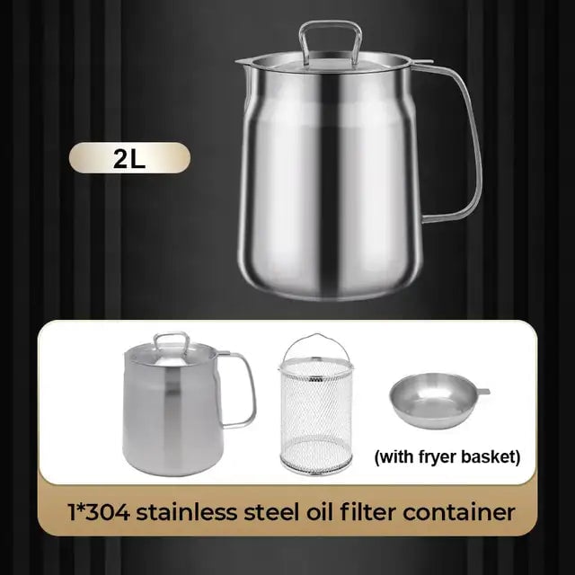 Moonval 2-in-1 Oil Strainer Pot, 304 Stainless Steel Filter and Storage Container