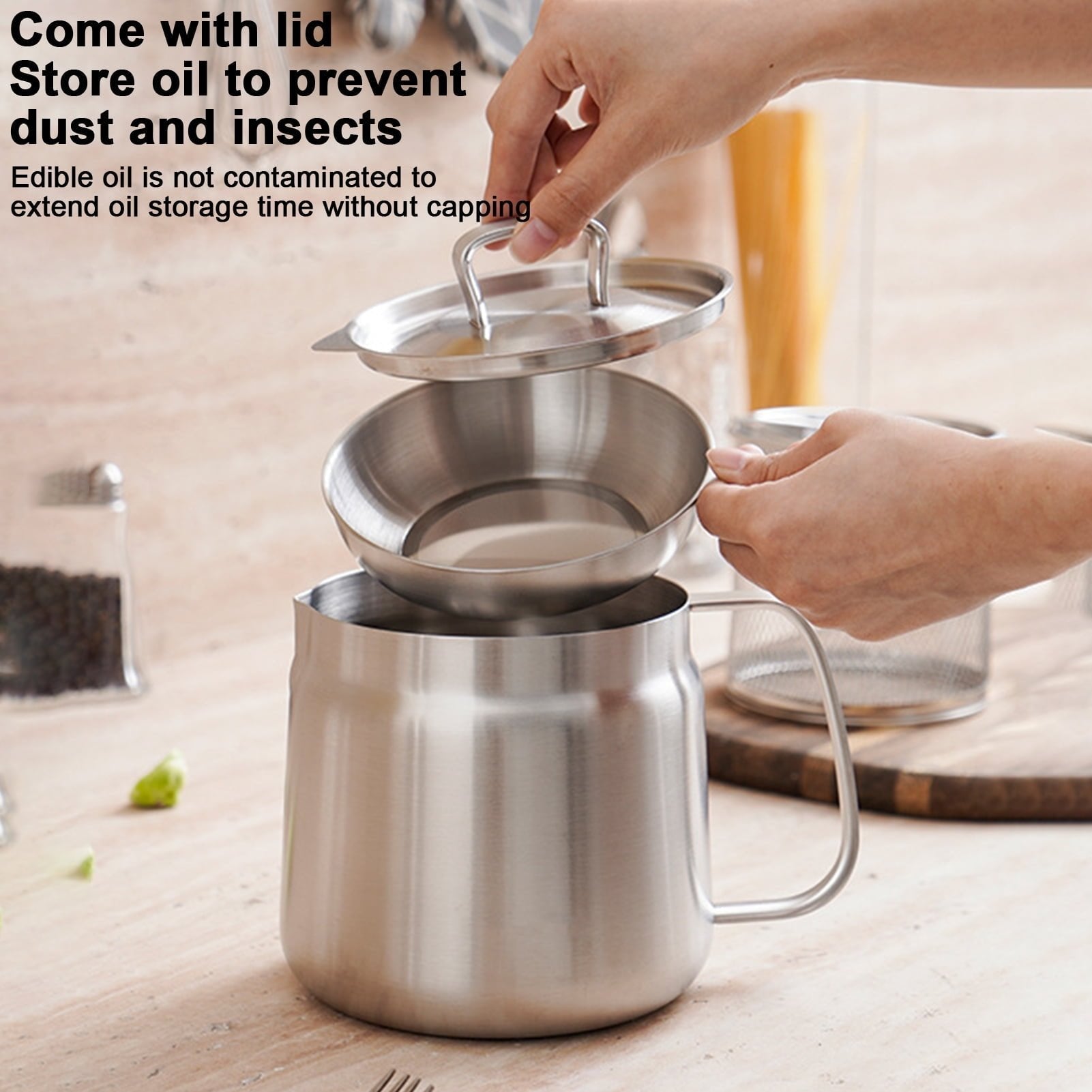 Moonval 2-in-1 Oil Strainer Pot, 304 Stainless Steel Filter and Storage Container