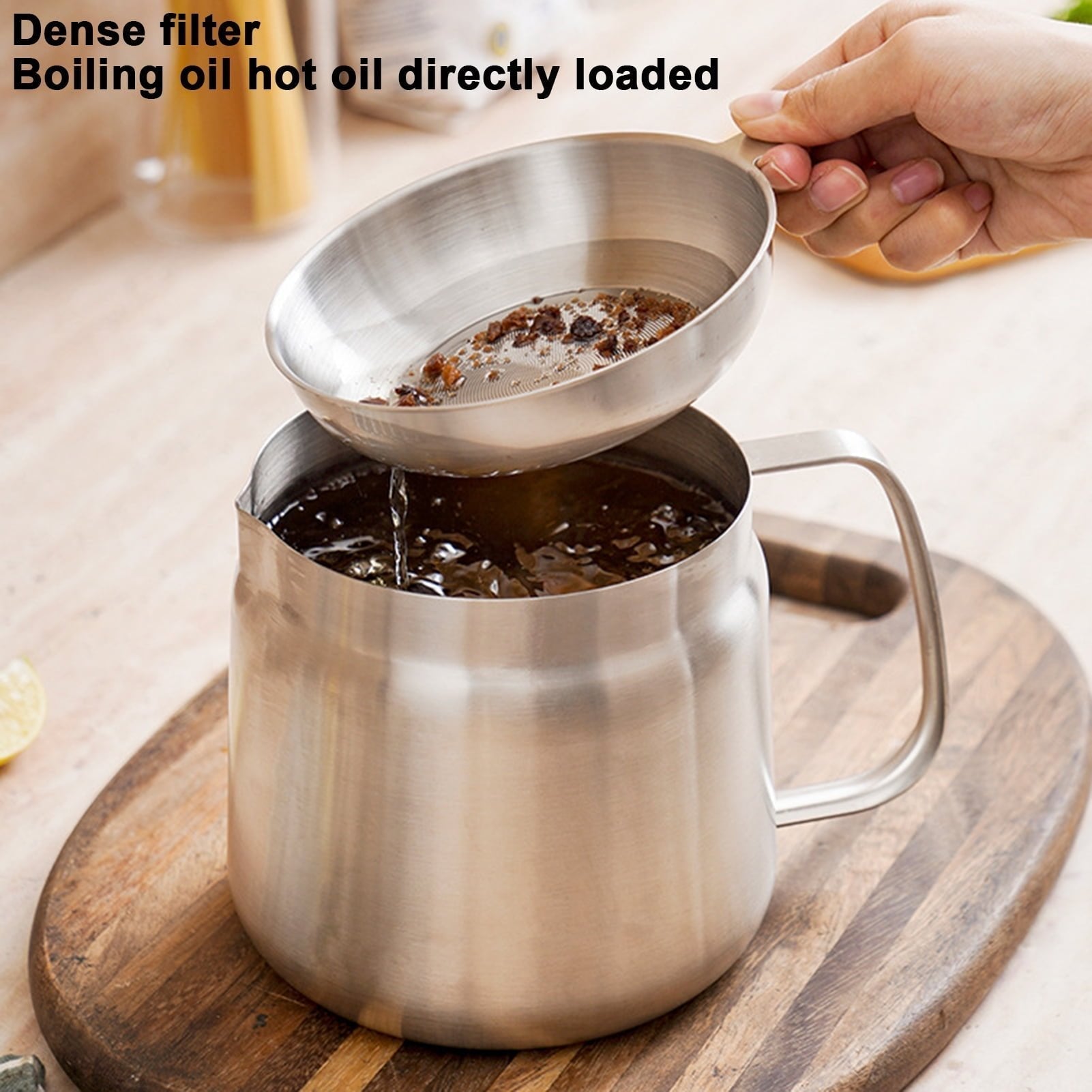 Moonval 2-in-1 Oil Strainer Pot, 304 Stainless Steel Filter and Storage Container
