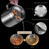 Moonval 2-in-1 Oil Strainer Pot, 304 Stainless Steel Filter and Storage Container