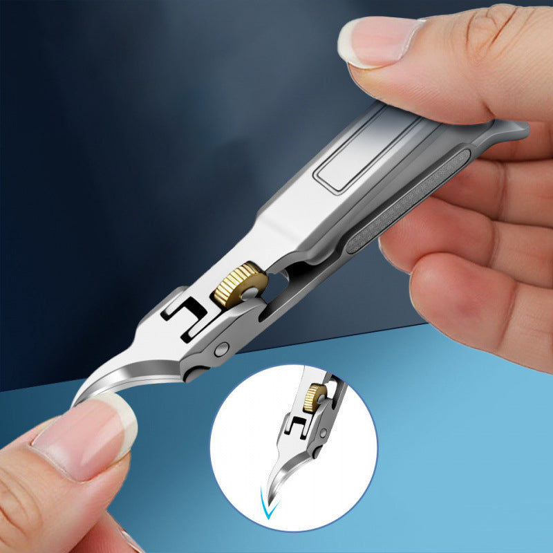 Moonval Wide-Jaw Nail Clipper, Stainless Steel Curved Cutter with Adjustable Opening