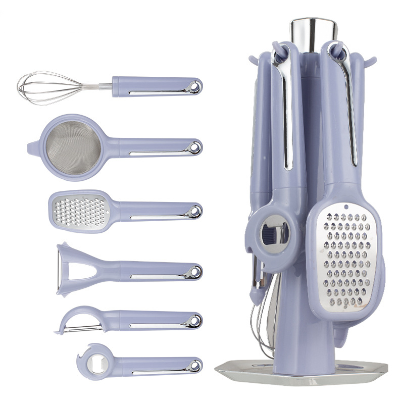 Moonval 7-Piece Kitchen Utensil Set, Heat-Resistant Silicone Cooking Tools with Holder