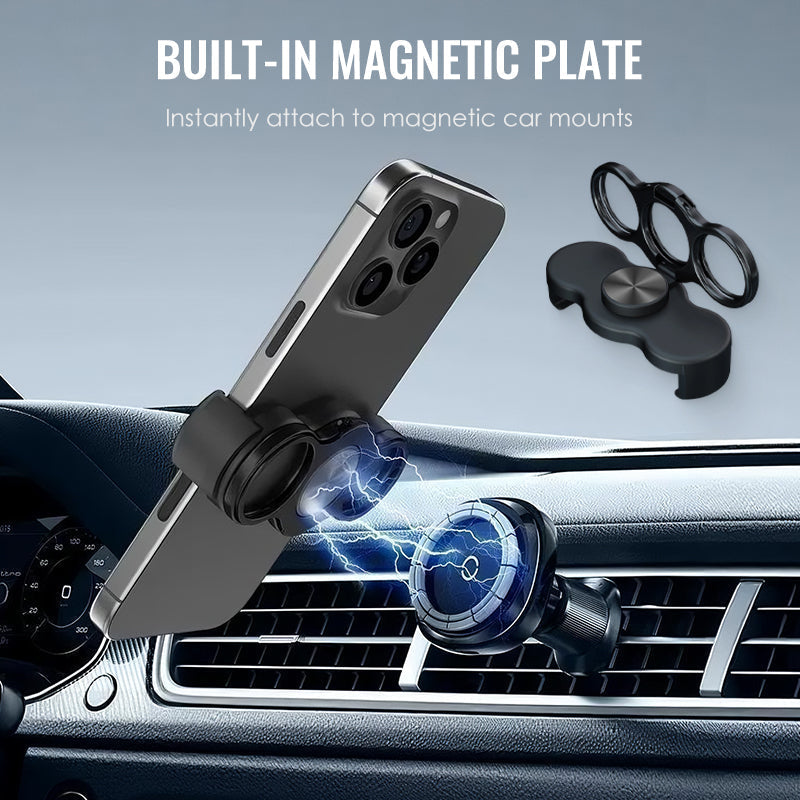 Moonval Magnetic Phone Finger Grip, Dual-Ring 3-Finger Phone Holder & Kickstand