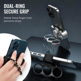 Moonval Magnetic Phone Finger Grip, Dual-Ring 3-Finger Phone Holder & Kickstand