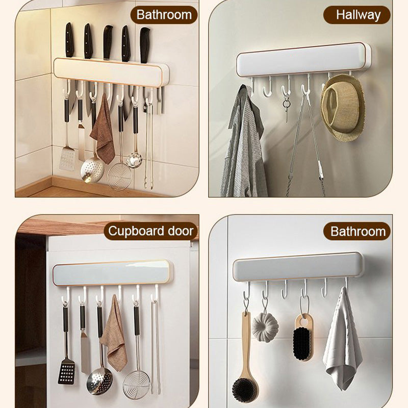 Moonval Wall-Mounted Knife Holder, Multifunction Kitchen Organizer Rack with Hooks for Utensils & Tools